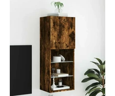 TV staliukas TV spintelė su LED lemputėmis, dūminio ąžuolo, 40,5x30x102cm
