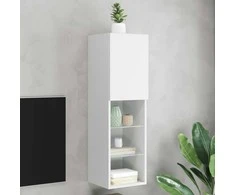 TV staliukas TV spintelė su LED lemputėmis, baltos spalvos, 30,5x30x102cm