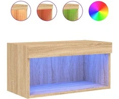 TV staliukas TV spintelė su LED lemputėmis, ąžuolo spalvos, 60x30x30cm
