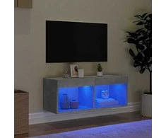 TV staliukas TV spintelė su LED lemputėmis, betono pilka, 80x30x30cm
