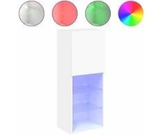 TV staliukas TV spintelė su LED lemputėmis, baltos spalvos, 40,5x30x102cm