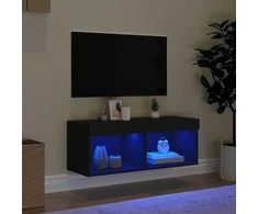 TV staliukas TV spintelė su LED lemputėmis, juodos spalvos, 80x30x30cm