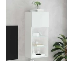 TV staliukas TV spintelė su LED lemputėmis, baltos spalvos, 40,5x30x90cm