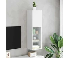 TV staliukas TV spintelė su LED lemputėmis, baltos spalvos, 30,5x30x102cm