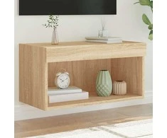 TV staliukas TV spintelė su LED lemputėmis, ąžuolo spalvos, 60x30x30cm