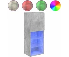 TV staliukas TV spintelė su LED lemputėmis, betono pilka, 40,5x30x102cm