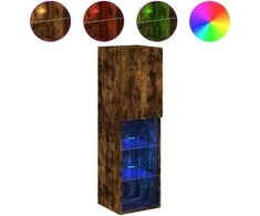 TV staliukas TV spintelė su LED lemputėmis, dūminio ąžuolo, 30,5x30x102cm
