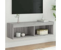 TV staliukas TV spintelė su LED lemputėmis, pilka ąžuolo, 100x30x30cm