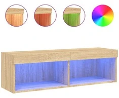 TV staliukas TV spintelė su LED lemputėmis, ąžuolo spalvos, 100x30x30cm