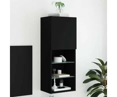 TV spintelė su LED lemputėmis, juodos spalvos, 40,5x30x102cm