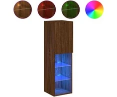 TV staliukas TV spintelė su LED lemputėmis, ruda ąžuolo, 30,5x30x102cm