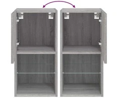 TV staliukas TV spintelė su LED lemputėmis, pilka ąžuolo, 30,5x30x60cm