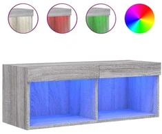 TV staliukas TV spintelė su LED lemputėmis, pilka ąžuolo, 80x30x30cm