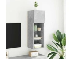 TV staliukas TV spintelė su LED lemputėmis, betono pilka, 30,5x30x90cm