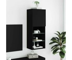 TV spintelė su LED lemputėmis, juodos spalvos, 40,5x30x102cm