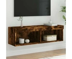 TV staliukas TV spintelė su LED lemputėmis, dūminio ąžuolo, 100x30x30cm