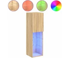 TV staliukas TV spintelė su LED lemputėmis, ąžuolo spalvos, 30,5x30x102cm