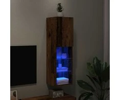 TV staliukas TV spintelė su LED lemputėmis, medienos spalvos, 30,5x30x102cm