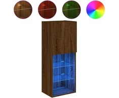 TV staliukas TV spintelė su LED lemputėmis, ruda ąžuolo, 40,5x30x102cm