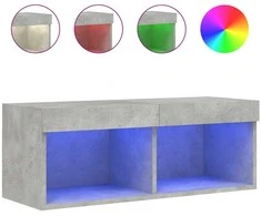 TV staliukas TV spintelė su LED lemputėmis, betono pilka, 80x30x30cm