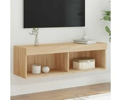 TV staliukas TV spintelė su LED lemputėmis, ąžuolo spalvos, 100x30x30cm