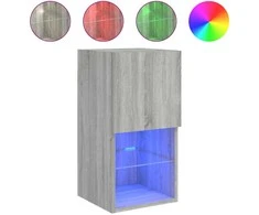 TV staliukas TV spintelė su LED lemputėmis, pilka ąžuolo, 30,5x30x60cm