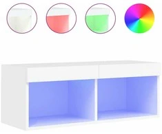 TV staliukas TV spintelė su LED lemputėmis, baltos spalvos, 80x30x30cm