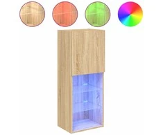 TV staliukas TV spintelė su LED lemputėmis, ąžuolo spalvos, 40,5x30x102cm