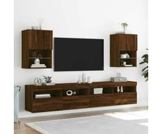 TV staliukas TV spintelė su LED lemputėmis, ruda ąžuolo, 40,5x30x60cm