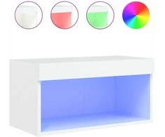 TV staliukas TV spintelė su LED lemputėmis, baltos spalvos, 60x30x30cm