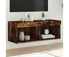 TV staliukas TV spintelė su LED lemputėmis, dūminio ąžuolo, 80x30x30cm