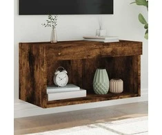 TV staliukas TV spintelė su LED lemputėmis, dūminio ąžuolo, 60x30x30cm