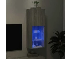 TV staliukas TV spintelė su LED lemputėmis, pilka ąžuolo, 40,5x30x102cm