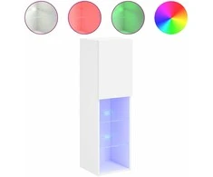 TV staliukas TV spintelė su LED lemputėmis, baltos spalvos, 30,5x30x102cm
