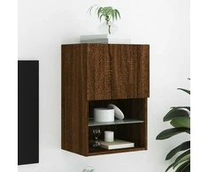TV staliukas TV spintelė su LED lemputėmis, ruda ąžuolo, 40,5x30x60cm