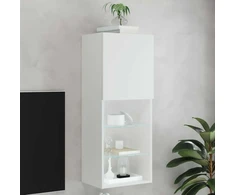 TV staliukas TV spintelė su LED lemputėmis, baltos spalvos, 40,5x30x102cm