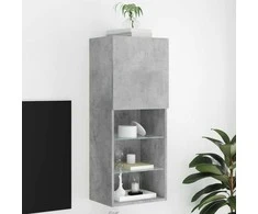 TV staliukas TV spintelė su LED lemputėmis, betono pilka, 40,5x30x102cm