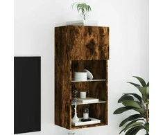 TV staliukas TV spintelė su LED lemputėmis, dūminio ąžuolo, 40,5x30x90cm