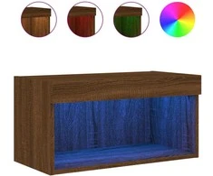 TV staliukas TV spintelė su LED lemputėmis, ruda ąžuolo, 60x30x30cm