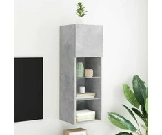 TV staliukas TV spintelė su LED lemputėmis, betono pilka, 30,5x30x90cm