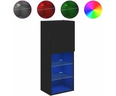 TV spintelė su LED lemputėmis, juodos spalvos, 40,5x30x102cm