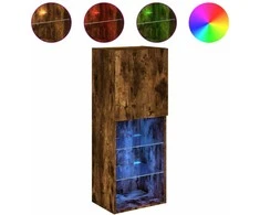 TV staliukas TV spintelė su LED lemputėmis, dūminio ąžuolo, 40,5x30x102cm