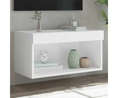 TV staliukas TV spintelė su LED lemputėmis, baltos spalvos, 60x30x30cm