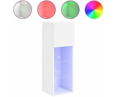 TV staliukas TV spintelė su LED lemputėmis, baltos spalvos, 30,5x30x90cm