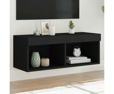 TV staliukas TV spintelė su LED lemputėmis, juodos spalvos, 80x30x30cm