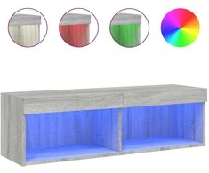 TV staliukas TV spintelė su LED lemputėmis, pilka ąžuolo, 100x30x30cm