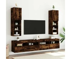 TV staliukas TV spintelė su LED lemputėmis, dūminio ąžuolo, 30,5x30x102cm