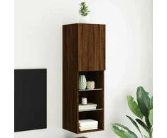 TV staliukas TV spintelė su LED lemputėmis, ruda ąžuolo, 30,5x30x102cm