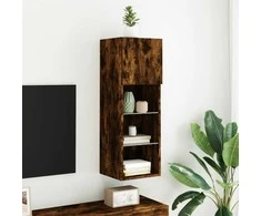 TV staliukas TV spintelė su LED lemputėmis, dūminio ąžuolo, 30,5x30x90cm
