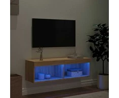 TV staliukas TV spintelė su LED lemputėmis, ąžuolo spalvos, 100x30x30cm